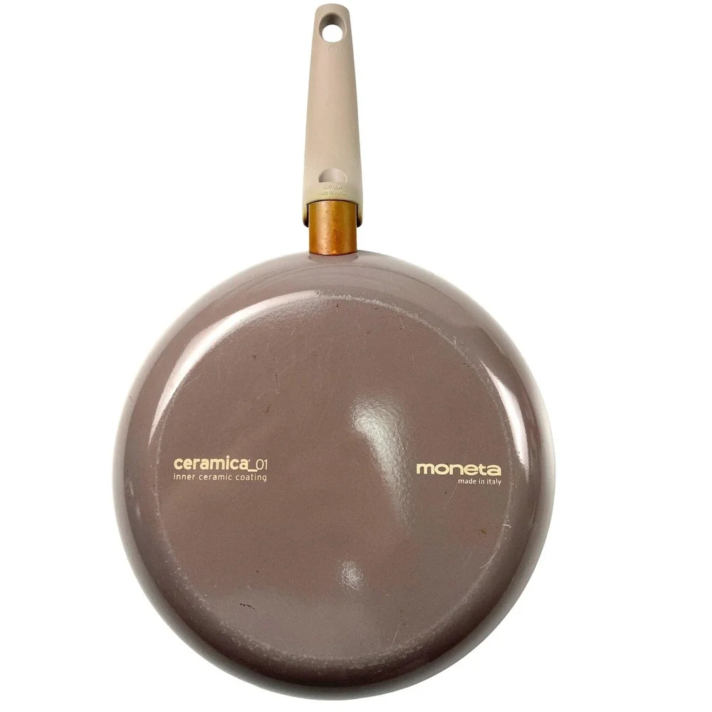 Moneta Ceramic Cookware Made in Italy 2 Pans Square‎ Grill & Round Skillet EUC
